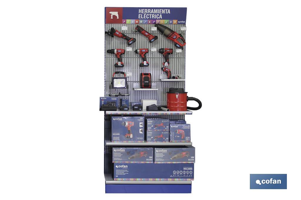 EXPOSITOR MODULAR DE HERRAMIENTA ELÉCTRICA A BATERÍA (PACK: 1 UDS)