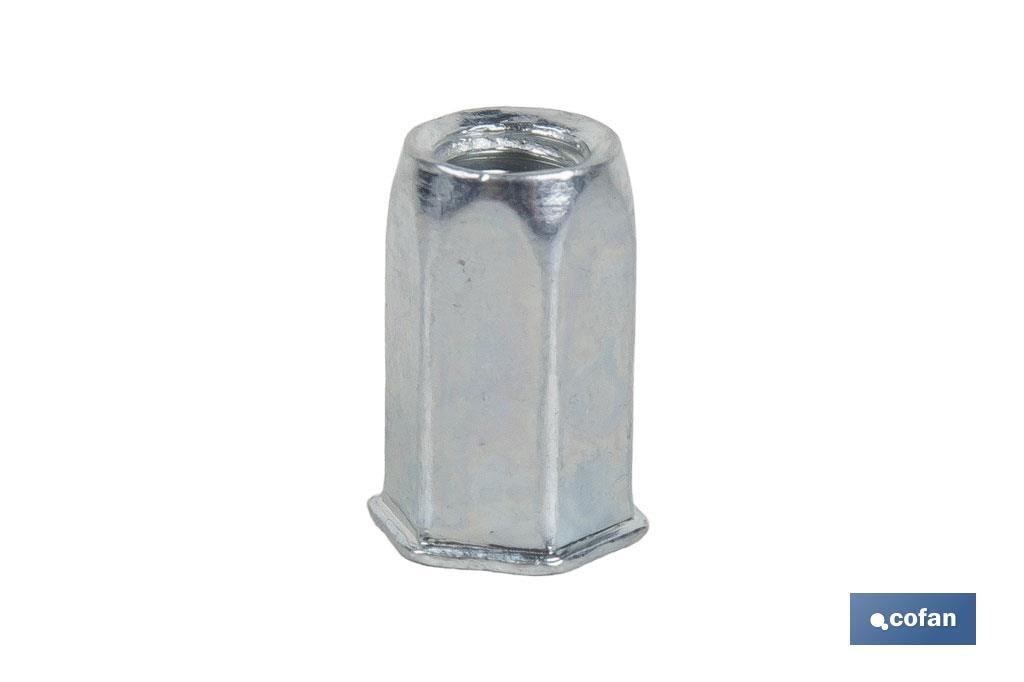 TUERCAS REMACHABLES HEXAGONAL CABEZA REDUCIDA ACERO M10 (PACK: 200 UDS)