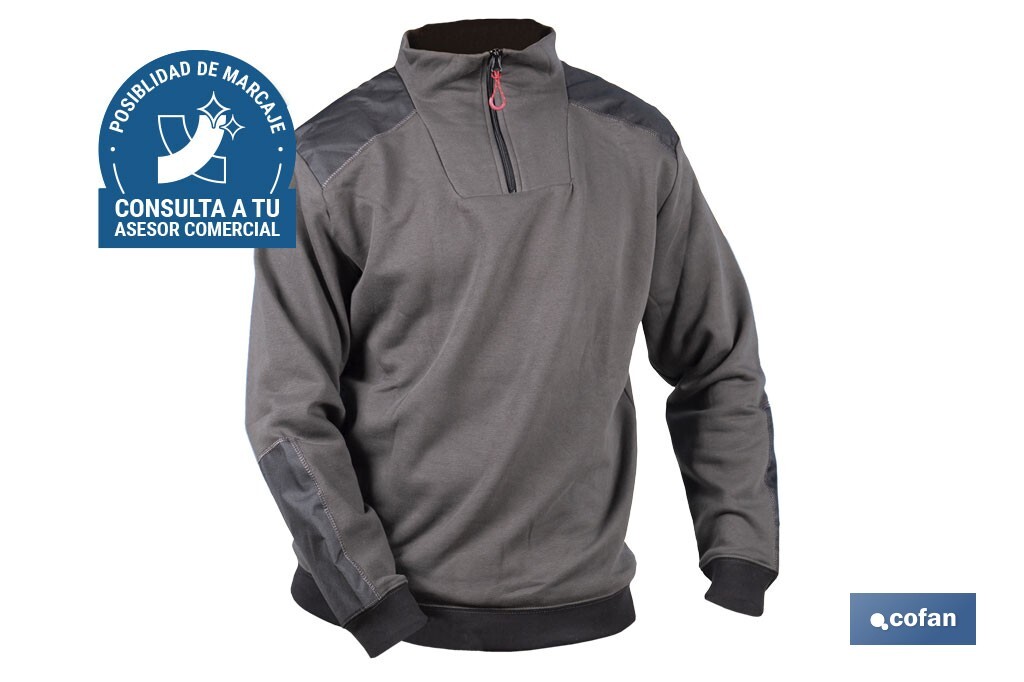 SUDADERA CUELLO CREMALLERA 280gms/m GRIS-NEGRO T-S (PACK: 1 UDS)