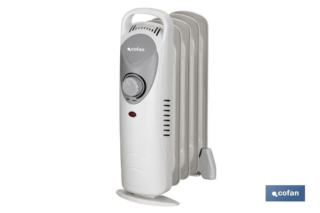 RADIADOR MINI DE ACEITE CON TERMOSTATO REGULABLE 5 ELEMENTOS 450 W (PACK: 1 UDS)