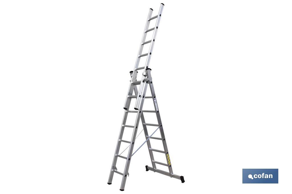 ESCALERA ALUMINIO TRIPLE 9 PELDAÑOS 2,50 + 2,50 + 2,50 M (PACK: 1 UDS)