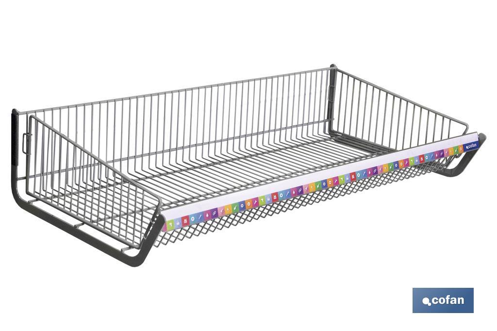 CESTO CON EXTREMOS PARA EXPOSITOR 1000X480mm + PORTAPRECIOS (PACK: 2 UDS)
